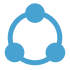 Blue circular icon with three connected dots.
