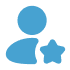 Blue person icon with a star.
